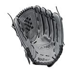 WILSON 2021 A360 SP14 14" Slowpitch Softball Glove - Left Hand Throw, Black/Grey