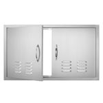 VEVOR BBQ Access Door, 914x534 mm Double Outdoor Kitchen Door, Stainless Steel Flush Mount Door, Wall Vertical Door with Handles and Vents, for BBQ Island, Grilling Station, Outside Cabinet