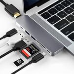 OneAudio USB C Hub 7 in 2 Adapter PD Power Delivery, SD/TF Card Reader, 4K USB C to HDMI, 2 USB 3.0 Ports Type C for 2016 2017 2018 MacBook Pro