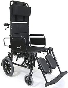 Karman Healthcare KM5000 36 lbs Lightweight Transport Reclining Wheelchair with Removable Elevating Legrests in Black 18" x 18" Seat KM5000F-TP