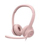 Logitech H390 Wired Headset for PC/Laptop, Stereo Headphones with Noise Cancelling Microphone, USB-A, in-Line Controls, Works with Chromebook - Rose