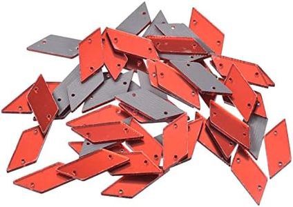 MECCANIXITY 50pcs Sew on Acrylic Irregular Mirror Piece Flat Back DIY Mirrored Rhinestones Mirror Beads for Evening Dresses Cloth Garment Red 29x10mm