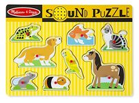 Melissa & Doug Pets Sound Puzzle, Kids Wooden Puzzles for 2 year olds, Baby Puzzles, Wooden Peg Puzzles, Toddler Sound Puzzle, Shape Puzzle, Jigsaws for Children Age 2 3 5