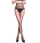 GOCBOBO Women's Seamless Tights Sheer Transparent Shiny Tights Control Top Pantyhose Light Black