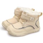 JIASUQI Kid Fuzzy Boots Boys Girls Warm Snow Boots Toddler Cold Weather Winter Shoes With Faux Fur Lined(Beige 21,UK Size 6)