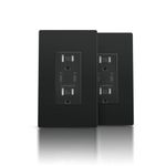 TOPELER Black USB C Receptacle, 45W GaN High Speed Charging Power Outlet with USB Ports, 15 Amp Tamper-Resistant Electrical Outlet, Screwless Wall Plate Included, ETL Listed, 2 Pack