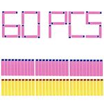 WISHKEY Foam Dart Set for Kids to Play with Toy Gun, Non-Sticky Refill Darts for Foam Blaster Guns, Soft Suction Bullet Dart with Soft and Round Plastic Head for Boys & Girls (Pack of 60, Multicolor)