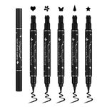 5Pcs Double-headed Liquid Eyeliner Stamp Pencil Set,Winged Eyeliner Stamp Pen Women Black Long-lasting delineador de ojos,(Heart/Flower/Star/Butterfly/Cone) Shape Eye Liner Stamp