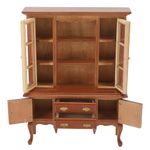 Miniature Cabinet Wooden 1/12 Scale Dollhouse Bookcase Cupboard with Openable Door Drawer for Room Decoration (Maroon)