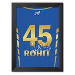 TenorArts Rohit Sharma Poster Frame Mumbai Jersey Print with Signature Laminated Photo Framed Paintings with Matt Finish Black Frames (12 inches x 9inches)