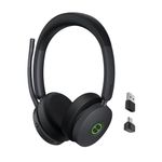 Yealink BH74 ANC Wireless Bluetooth Headset with Microphone, 6 AI Mic Hybrid Noise Cancelling, On Ear Work Headsets, 32H Talking Battery Life, Microsoft Teams Zoom Certified for Open Office