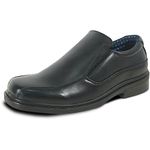 bravo! Boy Classic Slip-on Loafer WILLIAM-1KID Dress Shoe School Uniform with Removable Insole and Double Runner Square Toe Black Size 6 US Youth