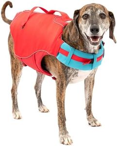 Kurgo Surf n’ Turf Dog Life Jacket - Flotation Life Vest for Swimming and Boating - Dog Lifejacket with Rescue Handle and Reflective Accents - Machine Washable - Red/Blue, Large