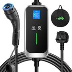 FNRIDS EV Charger Cable Type 2 to 3 Pin Plug 3.3kW, 8M 3 Pin EV Charger, 6/8/10/13A Adjustable Current, 1-12H Delayed, IP67 Electric Car Charger with Digital Screen&Bag