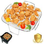 YQL Air Fryer Rack Square for COSORI 5.5L/Instant Vortex Plus 8.5L, Air Fryer Accessories 304 Stainless Steel Airfryer Rack Air Fryer Basket Tray Dehydrator Rack for Tefal 6.5L Air Fryer