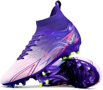 lozoye Indoor Soccer Cleats Mens Womens Turf Soccer Cleats Wide Socer Shoes FG AG TF High Ankle Football Boots, 628 Ag Purple, 7.5 Women/6 Men