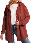 SHEWIN Womens Shacket Casual Jacket for Women 2024 Button Up Shackets Long Sleeve Ladies Tops Oversized Boyfriend Hooded Jackets Fall Outfits Red XL