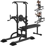 Power Tower with Sit up Bench, Heavy Duty Dip Station, Home Gym Pull Up Chin Up Bar