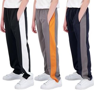 Real Essentials 3 Pack: Boys Active Tricot Sweatpants Track Pant Basketball Athletic Fashion Teen Sweat Pants Soccer Casual Girls Lounge Open Bottom Fleece Tiro Activewear Training -Set 6,M (10-12)
