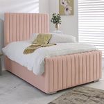 Bespoke Jessica Bed Single/Small Double/Double/King/Super King Plush Velvet Fabric Upholstered (Pink, 4ft6 - Double | Frame Only)