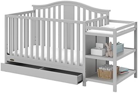 Graco Solano 4-in-1 Convertible Crib and Changer with Drawer (Pebble Gray) – Crib and Changing Table Combo with Drawer, Includes Changing Pad, Converts to Toddler Bed, Daybed and Full-Size Bed