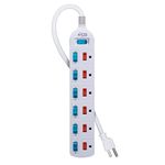 KMC 6 Outlet Power Strip with Multi-Outlet Independent Switches, Overload Protector,4-Foot Cord