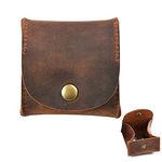 Aabellay Rustic Leather Moon Pocket Coin Case Genuine Leather Squeeze Coin Purse Pouch Change Holder Tray Purse Wallet for Men & Women – Brown