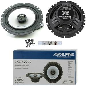 2 Alpine SXE-1725S Haut-parleurs 2 Voies coaxiaux 16,5 cm 165 mm 6,5" 40 Watts rms 220 Watts Max pour boîtiers de Porte de Voiture Standard, par Couple + 5 Autocollants et vis de Pose Cadeau