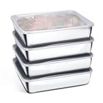 4pcs Stainless Steel Containers with Lids, Stainless Steel Food Storage, Stainless Steel Snack Containers, Stainless Steel Lunch Box for Office Travel