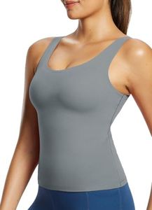 baleaf Freeleaf Longline Sports Bras for Women, Wirefree 3D Molded Cup Tank Tops, Medium Impact Yoga Workout Running Bra Dark Gray 3XL
