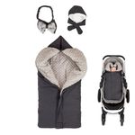 Fairy Baby Newborn Fleece Stroller Footmuff Baby Swaddle Blanket Thick Warm Strollers Velvet Sleeping Bag with Hat and Headband for 0-24 Months Grey