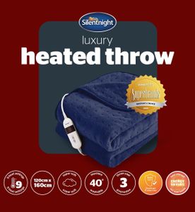 Silentnight Heated Throw Blanket – Navy Electric Fleece Throw