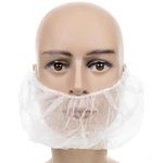 100x Omnitex Premium 12g Beard Snoods - White Hygiene Beard Covers, Non Woven, Disposable with Elastic face hair covering (1x Pack of 100)