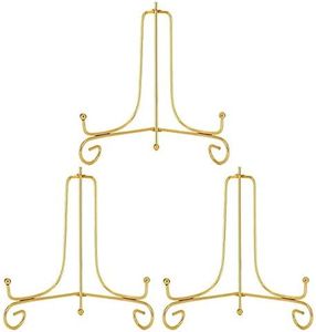 LIONWEI LIONWELI 8 Inch Gold Iron Plate Stand Holder Easel Display Stand for Plate?Picture?Photo and More,3 pcs.