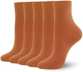 SERISIMPLE Colorful Quarter Ladies Crew Socks Breathable Solid Pastel Light Color Thin Bootie Unisex Sock 5 Pairs (s,Pumpkin Orange)