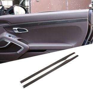 Car Inner Door Panel Protector Decoration Strip,Real Carbon Fiber Trim,Fit for Porsche 718 2016-2019/911 2012-2018,Car Interior Accessories 2PCS (Black Carbon Fiber)