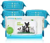 PrimePets Dog Wipes 6×100ct Cleaning Deodorizing, Pet Grooming Wipes for Dogs Cats, Fragrance Free, 15cm x 20cm for Paws Face Butt Eyes Ears