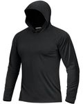 Boladeci Mens Swim Shirt Hoodie UPF 50+ Sun Protection Clothing UV Shirt Quick Dry Long Sleeve Summer Rash Guard Hiking Fishing Tee T-Shirts Black XL