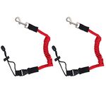 Qaziuy 2Pcak Kayak Paddle Leash, Elastic Kayak Paddle Rope with Adjustable Belt Buckle and Hooks, Kayaking Accessories for Canoeing Boating Surfing Red