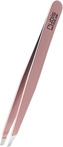 Rubis Classic Collection - Professional Eyebrow Tweezers Slanted Tip - Slanted Tweezers for Eyebrow Plucking and Hair Removal (Pink)