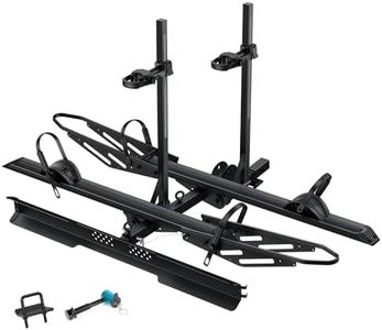 Young Electric E-Bike Rack with Ramp, 300 lbs Capacity Heavy Duty Foldable Bike Carrier for 2 E-Bikes, Bike Rack for Car, Fit 2" Hitch Receiver, Up to 5-Inch Fat Tire, Anti-Wobble Design