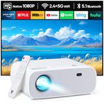 ZDK 2024 New Mini Projector with 5G WiFi, Full HD 1080P, Supports BT 5.1 Projector for Home Cinema, Compatible with Smartphones, Android/iOS/TV Box/PS5/XBOX. (White, 20000L)