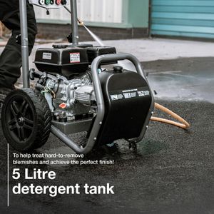 Hyundai 3400 PSI Petrol Jet Washer – 210cc Engine, 10m Hose, Detergent Tank