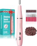 COSLUS C42 Cordless Electric Nail Drill File: Rechargeable Nail Drill Machine with Stepless Speed Knob - Professional Efile with Manicure Pedicure Set Acrylic Gel Nails-Home Care Beauty Salon-Pink