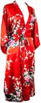 CCcollections Kimono robe long 16 colors PREMIUM Peacock bridesmaid bridal shower womens gift (Red Candy)