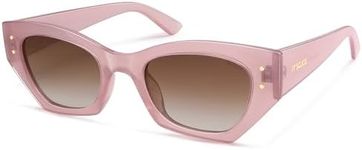 SOJOS Retro Trendy Polarized Sunglasses For Women Narrow Cat Eye Womens Shades SJ2346,Milky Pink Brown Grading