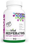 Plantvital RESVERATROL 600mg - Trans Resveratrol Supplement - Supports Immune System and Digestive Health - Trans-resveratrol Capsules (1 Bottle)