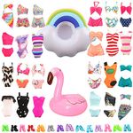 Miunana 12 Doll Clothes and Accessories Includ 5 Swimsuits Shoes 2 Swimming Ring Float Summer Clothes for 11.5 Inch Girl Doll