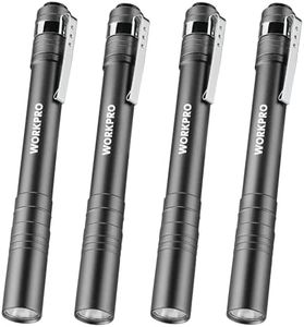 WORKPRO LED Pen Light, Aluminum Pen Flashlights, Pocket Flashlight with Clip for Inspection, Emergency, Everyday, 2AAA Batteries Include, Gray(4-Pack)