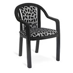 Oaknest Unboxing Furniture Supreme Ornate Cushioned Heavy Plastic Arm Chair for Home and Office (Count:1 pcs; Color:Black/Black Egg)